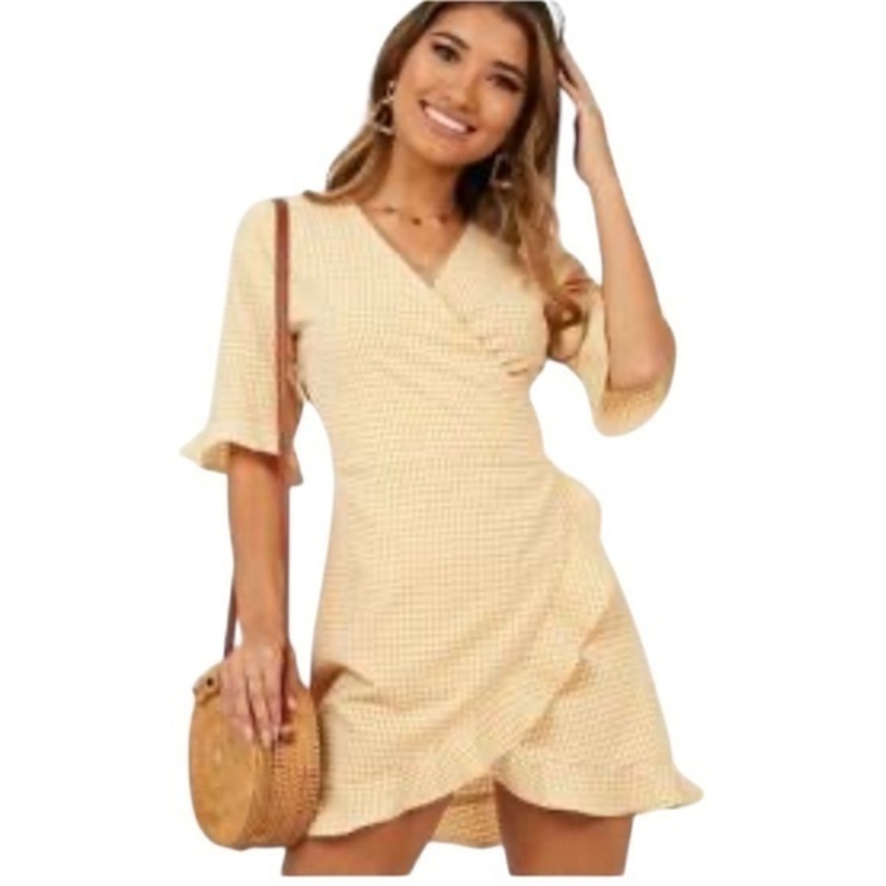 Showpo Easy Breezy Dress in Mustard Gingham 💕